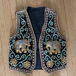 American Vintage Black and Gold Embroidered Vest